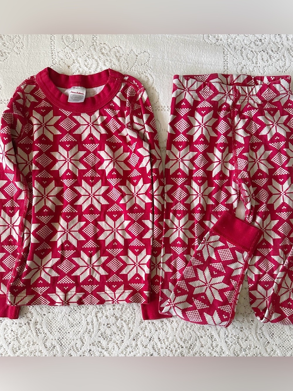Hanna Andersson Pajama Set Size Kids Small 6-7 Long John Scandi Holiday 120 cm